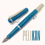 德國 Pelikan 百利金 老西德時期 twist 色彩鋼筆No.24（藍桿灰夾）