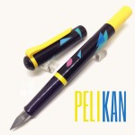 德國 Pelikan 百利金 老西德時期 twist 色彩鋼筆No.10（黑桿黃夾彩色幾何紋）