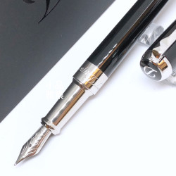 法國 S.T. DUPONT 都彭 LINE D MEDIUM系列 Black lacquer & palladium 14K鋼筆 法國 S.T. DUPONT 都彭 LINE D MEDIUM系列 Black lacquer & palladium 14K鋼筆