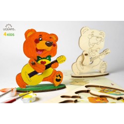 烏克蘭UGEARS 木製自我推進模型 - 4 Kids 益智著色系列 著色小熊熊 Bear