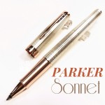 派克 Parker 新款Sonnet 卓爾系列 玫瑰金純銀格 鋼珠筆