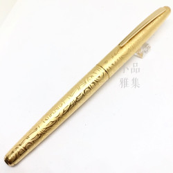 日本 Platinum 白金雕刻 14K金 鋼筆(鍍金-唐草)  日本 Platinum 白金雕刻 14K金 鋼筆(鍍金-唐草)