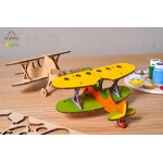 烏克蘭UGEARS 木製自我推進模型 - 4 Kids 益智著色系列 著色螺旋槳飛機 Biplane