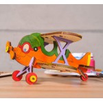 烏克蘭UGEARS 木製自我推進模型 - 4 Kids 益智著色系列 著色螺旋槳飛機 Biplane