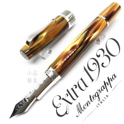 義大利 Montegrappa 萬特佳 Extra 1930 純銀 賽璐珞 18K金 鋼筆（棕色）
