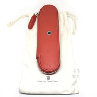 德國Graf von Faber-Castell 2支裝 拉鍊皮質筆套（印度紅色）