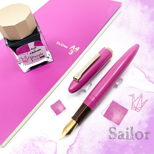 日本 SAILOR 寫樂 × PLUS Ca.Crea Premium Cloth筆記本 限定聯名款 鋼筆禮盒組(紫色)