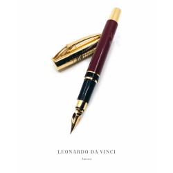 義大利 AURORA Leonardo Da Vinci 李奧納多達文西 限量款 18K 勃根地紅亮漆 鋼筆