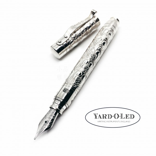 英國 YARD-O-LED 總督維多利亞（葡萄紋）袖珍型 925純銀18K鋼筆