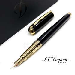 法國 S.T. DUPONT 都彭 LINE D Black lacquer & Gold 14K鋼筆（新款 LARGE系列）