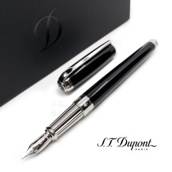 法國 S.T. DUPONT 都彭 LINE D Black lacquer & palladium 14K鋼筆（新款 LARGE系列）