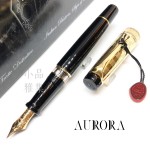 義大利 AURORA  OPTIMA DÉCO 金色純銀筆蓋 18K鋼筆