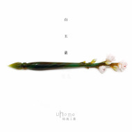 Uhome 佑鴻工藝 純手工  玻璃沾水筆 白玉蘭系列（綠色_大）