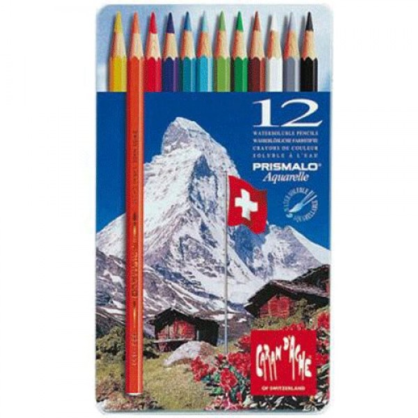 瑞士卡達 Caran d'Ache PRISMALO 高級水性色鉛筆 (12色) 藍盒