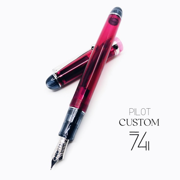 日本 PILOT 百樂 Custom 74 透明桿14K 鋼筆（酒紅）