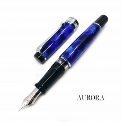 義大利 AURORA OPTIMA 14K鋼筆（藍色銀夾）