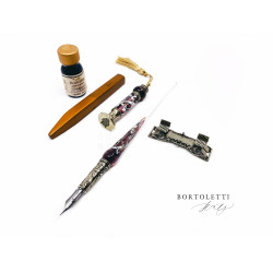 義大利 Bortoletti set73 玻璃筆桿沾水筆+筆擱+玻璃桿封印+封蠟+墨水組合 義大利 Bortoletti set73 玻璃筆桿沾水筆+筆擱+玻璃桿封印+封蠟+墨水組合
