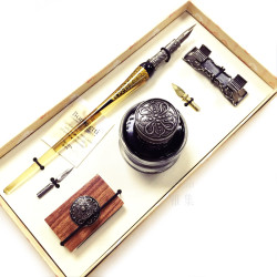 義大利 Bortoletti Set52 沾水筆+筆擱+黑色墨水+壓墨器 組合 義大利 Bortoletti Set52 沾水筆+筆擱+黑色墨水+壓墨器 組合