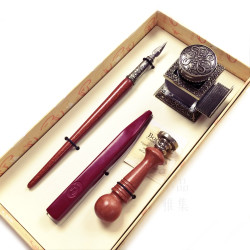 義大利 Bortoletti Set70 木桿沾水筆+封蠟+封印+黑色墨水 組合 義大利 Bortoletti Set70 木桿沾水筆+封蠟+封印+黑色墨水 組合