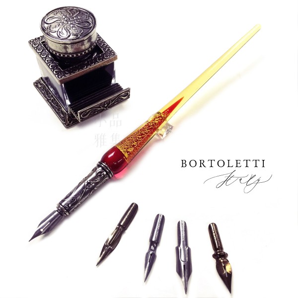 義大利 Bortoletti Set42 沾水筆+黑色墨水+五種筆尖 組合