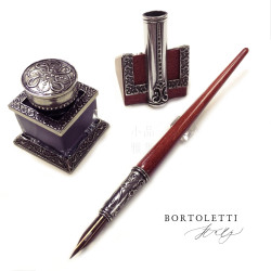 義大利 Bortoletti Set45 握位雕花木桿沾水筆+黑色墨水+木質筆座 組合 義大利 Bortoletti Set45 握位雕花木桿沾水筆+黑色墨水+木質筆座 組合
