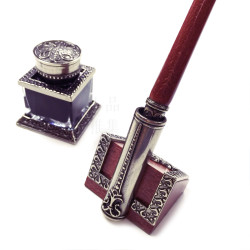 義大利 Bortoletti Set45 握位雕花木桿沾水筆+黑色墨水+木質筆座 組合 義大利 Bortoletti Set45 握位雕花木桿沾水筆+黑色墨水+木質筆座 組合