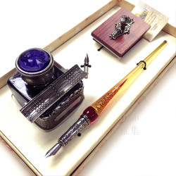 義大利 Bortoletti Set62 玻璃沾水筆+黑色墨水+壓墨器 組合 義大利 Bortoletti Set62 玻璃沾水筆+黑色墨水+壓墨器 組合