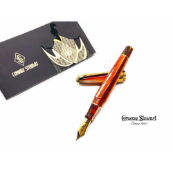 美國 Conway Stewart Spaghetti Model 100 不銹鋼尖 鋼筆 （Blood Orange 血橙橘）