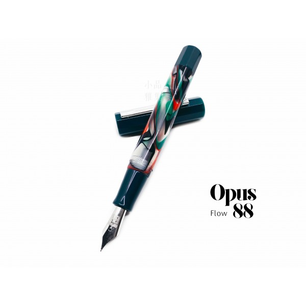 臺灣 OPUS 88 製筆精基 Flow 流動 正統滴入式上墨鋼筆（Green 綠色 - 碧波流動）