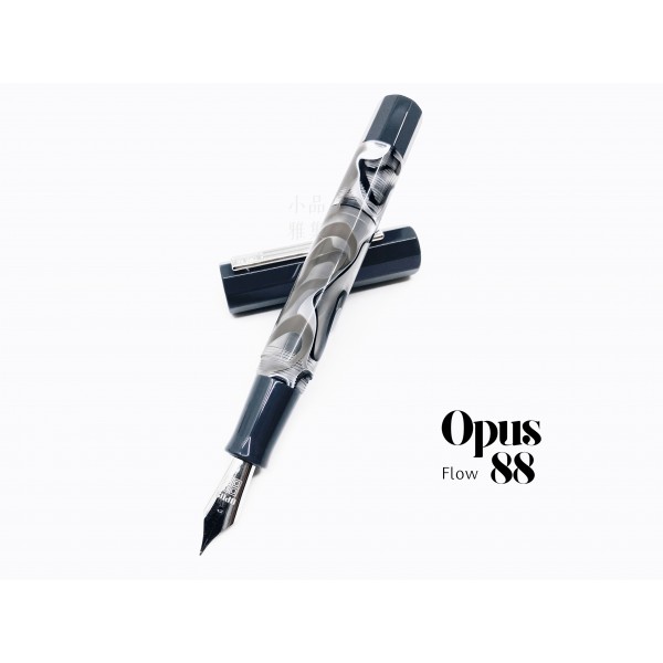 臺灣 OPUS 88 製筆精基 Flow 流動 正統滴入式上墨鋼筆（Grey 灰色 - 芒煙流動）