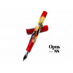 臺灣 OPUS 88 製筆精基 Flow 流動 正統滴入式上墨鋼筆（Red 紅色- 赤焰流動）