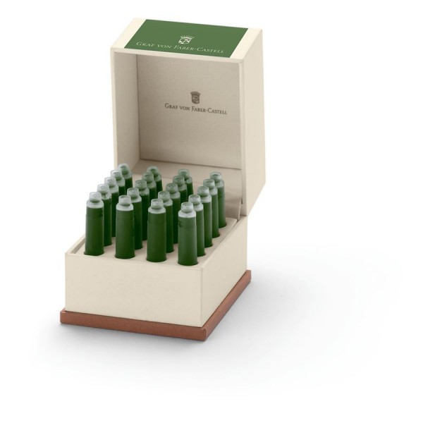 德國 Graf von Faber-Castell 20入歐規卡式墨水禮盒（Moss Green 苔綠色）