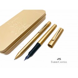 德國 Faber-Castell 輝柏 好點子握得住 鋼筆＋原子筆 鐵盒套組（金色）