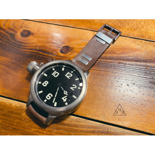 俄羅斯 ЗЧЗ 日拉鬥烏 藍寶石水晶玻璃 大型機械式 手動上鍊 水鬼錶（鈦金60mm）