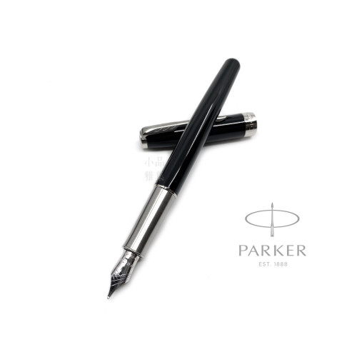 派克 Parker 新款Sonnet 卓爾系列 黑桿白夾 鋼筆(18K金尖)