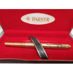 = 收藏家 = 派克 PARKER 75 鍍金格紋 14K金 鋼筆 = 收藏家 = 派克 PARKER 75 鍍金格紋 14K金 鋼筆