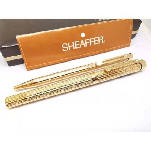 =庫存新筆= SHEAFFER 西華TARGA 1007 鍍金 格紋 14K USA製 鋼筆/原子筆