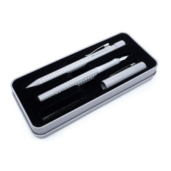 德國 Faber-Castell 輝柏 好點子握得住 鋼筆+原子筆 鐵盒套組(斑駁灰) 德國 Faber-Castell 輝柏 好點子握得住 鋼筆+原子筆 鐵盒套組(斑駁灰)