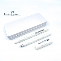 德國 Faber-Castell 輝柏 好點子握得住 鋼筆＋原子筆 鐵盒套組（椰奶白）