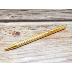 = 中古品 = 都彭 GATSBY 鍍金 經典直紋原子筆  = 中古品 = 都彭 GATSBY 鍍金 經典直紋原子筆