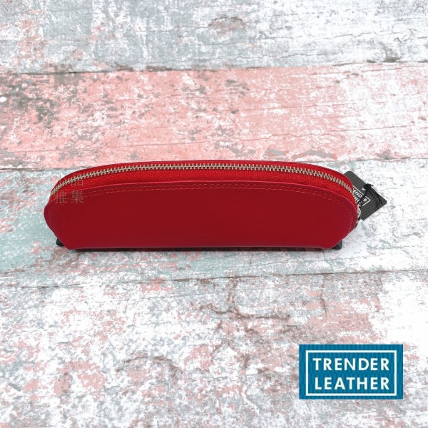 日本 PILOT 百樂 trender leather 真皮 拉鍊 筆袋（紅色）