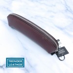 日本 PILOT 百樂 trender leather 真皮 拉鍊 筆袋（深棕色）