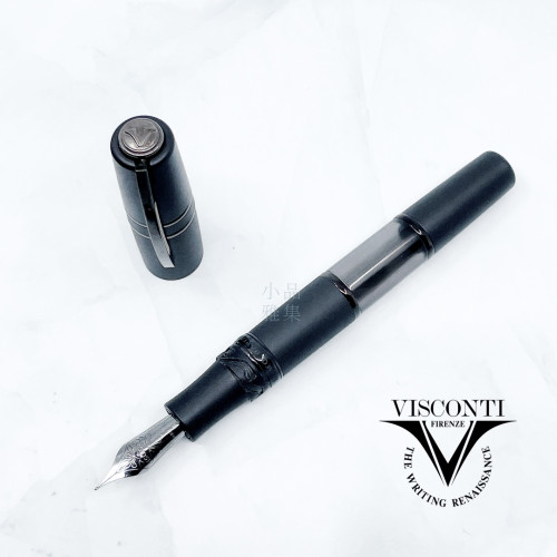 義大利 Visconti Homo Sapiens Crystal Dream Black 智人 火山熔岩 18K 鋼筆 黑夾黑尖 （雙區負壓上墨）