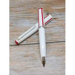 = 庫新品= 老白金 18K WG尖 短鋼 （紅白）