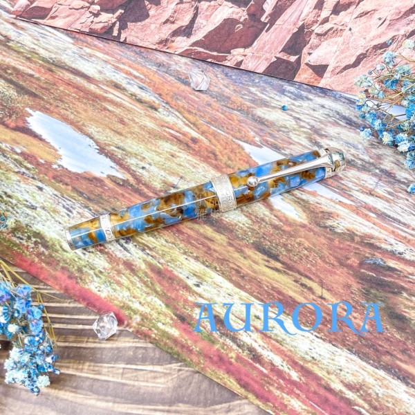 義大利 AURORA  苔原 TUNDRA 自然景觀系列 全球限量580支 18K鋼筆（純銀筆飾）