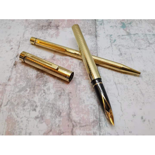 ⭐二手名品⭐ USA製 SHEAFFER 西華TARGA 1007 金格紋 14K尖 （贈原子筆）