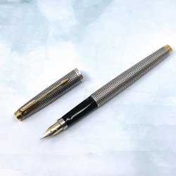 = 收藏家 = 派克 Parker 75 純銀格 鋼筆  14K XF尖 = 收藏家 = 派克 Parker 75 純銀格 鋼筆  14K XF尖