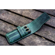 土耳其 Galen Leather 蓋倫皮革 3支入 上掀式 筆套(瘋馬皮森林綠)  土耳其 Galen Leather 蓋倫皮革 3支入 上掀式 筆套(瘋馬皮森林綠)