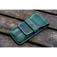 土耳其 Galen Leather 蓋倫皮革 3支入 上掀式 筆套(瘋馬皮森林綠)  土耳其 Galen Leather 蓋倫皮革 3支入 上掀式 筆套(瘋馬皮森林綠)