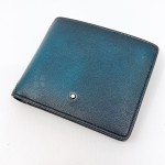 特價優惠 德國 MONTBLANC 雙層 6卡 軟皮 漸層藍綠 短皮夾 (118347) 